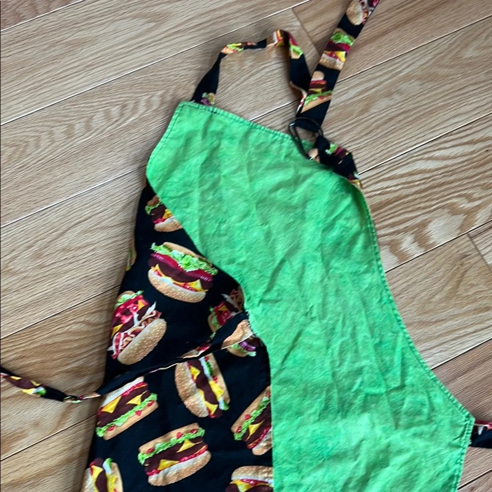 Gourmet Burger Black Apron with halter strap and waist ties